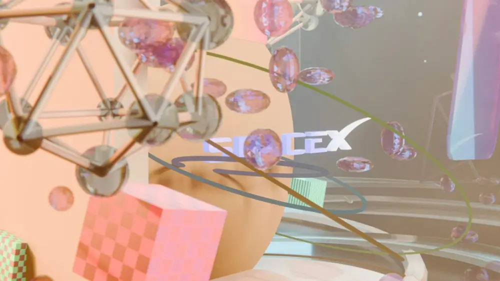Abstract 3D render with geometric shapes, pink cubes, and spheres, illustrating brand foundations